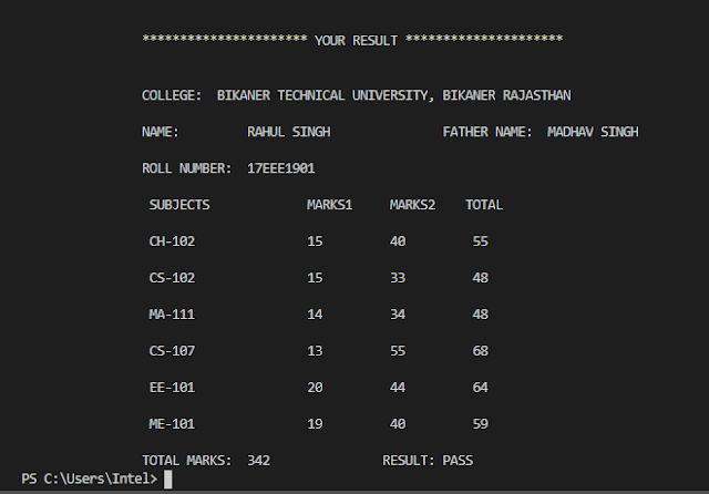 Print student marksheet program and project in python programming