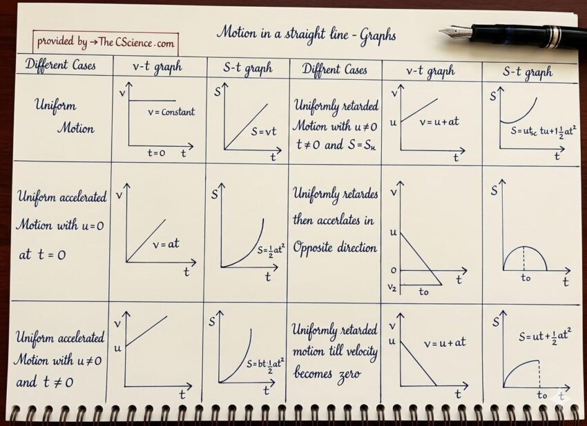 All Motion in a Straight Line Formulas for Class 11, JEE & NEET